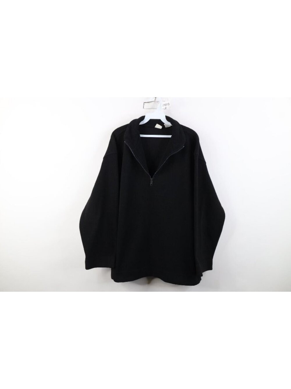 Vintage 90s Gap Mens Large Faded Blank 1/4 Zip Fleece Pullover Sweater Black